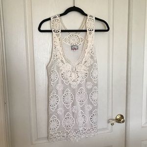Anthropologie macrame style tank top